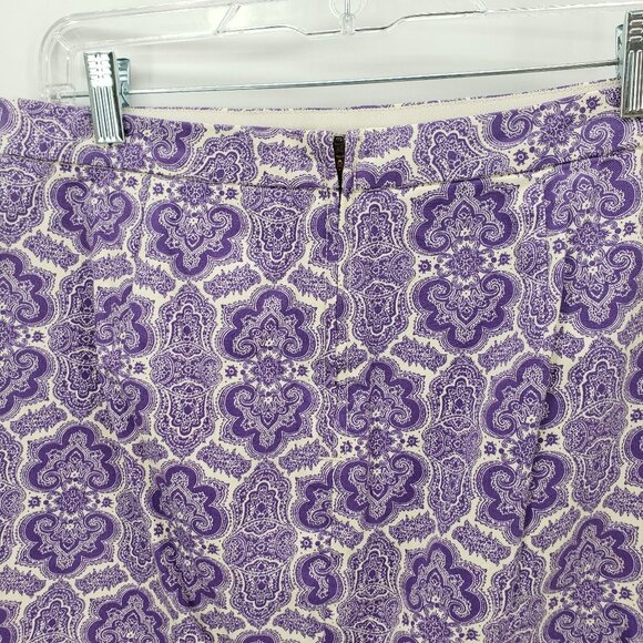J. CREW Purple Medallion Paisley Cotton Twill No. 2 Pencil Skirt 4 - Picture 3 of 9
